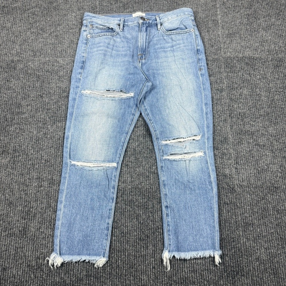 Frame Le Beau Crop Jean Size 26(measures 32") Olivio Slash Distressed LBUCRB207